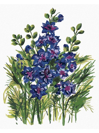 Diamantové maľovanie - MODRÉ KVETY STRAČKY (ALEXANDRIA GILBERT) (Rámovanie bez rámu a bez vypnutia plátna, Rozmer 40x50 cm)