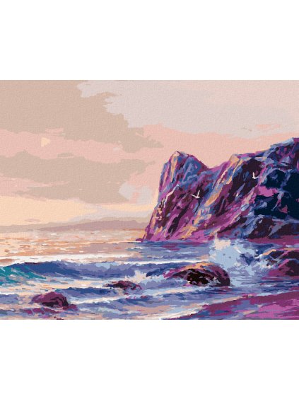 Diamantové maľovanie - FAREBNÝ ZÁPAD SLNKA NAD MOROM (Rámovanie bez rámu a bez vypnutia plátna, Rozmer 40x50 cm)