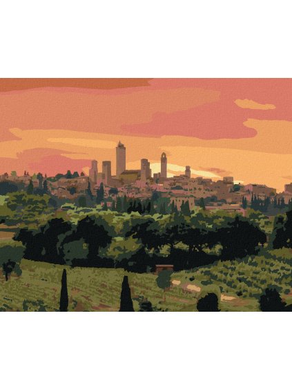 Diamantové maľovanie - MESTO A ZÁPAD SLNKA, TALIANSKO (TED DAVIS) (Rámovanie bez rámu a bez vypnutia plátna, Rozmer 40x50 cm)