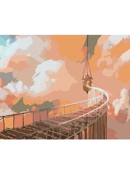 Diamantové maľovanie - LANOVÝ MOST VEDÚCI K ZÁVESNEJ LUCERNE (Rámovanie bez rámu a bez vypnutia plátna, Rozmer 40x50 cm)