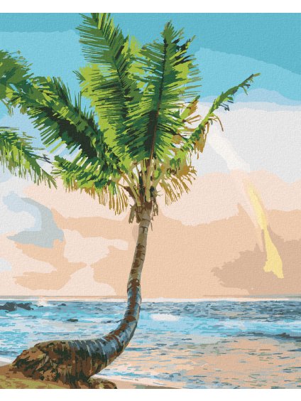 Diamantové maľovanie - PALMA NA POBREŽÍ (TED DAVIS) (Rámovanie bez rámu a bez vypnutia plátna, Rozmer 40x50 cm)
