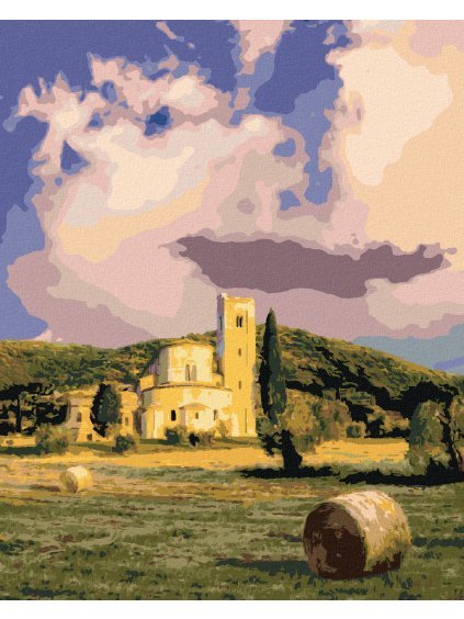 Diamantové maľovanie - KLÁŠTOR SANT ANTIMO, TALIANSKO (TED DAVIS) (Rámovanie bez rámu a bez vypnutia plátna, Rozmer 40x50 cm)