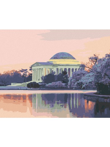 Diamantové maľovanie - JEFFERSONOV PAMÄTNÍK, USA (TED DAVIS) (Rámovanie bez rámu a bez vypnutia plátna, Rozmer 40x50 cm)