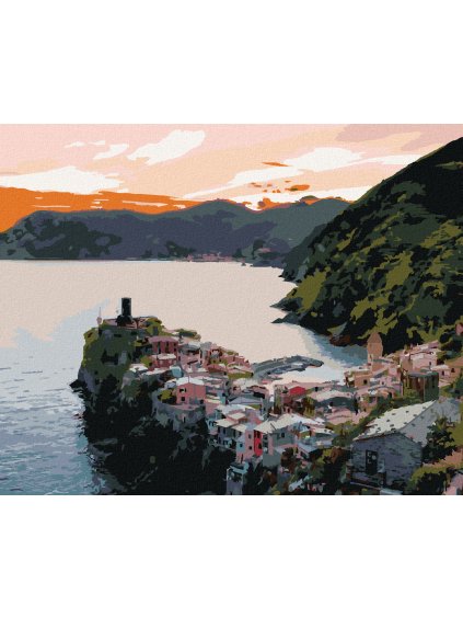 Diamantové maľovanie - MESTO PRI MORI, TALIANSKO (TED DAVIS) (Rámovanie bez rámu a bez vypnutia plátna, Rozmer 40x50 cm)