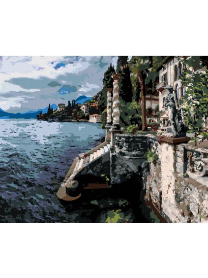 Diamantové maľovanie - VILA PRI MORI, TALIANSKO (TED DAVIS) (Rámovanie bez rámu a bez vypnutia plátna, Rozmer 40x50 cm)