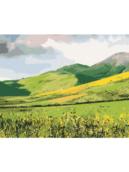 Diamantové maľovanie - LÚKA A HORY (TED DAVIS) (Rámovanie bez rámu a bez vypnutia plátna, Rozmer 40x50 cm)