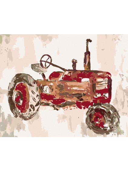 Diamantové maľovanie - ČERVENÝ TRAKTOR (HALEY BUSH) (Rámovanie bez rámu a bez vypnutia plátna, Rozmer 40x50 cm)
