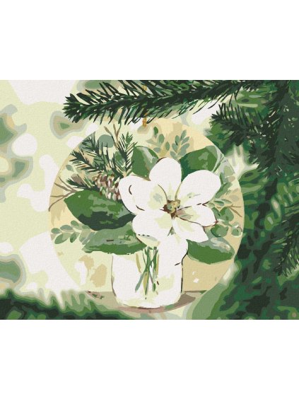 Diamantové maľovanie - ZIMNÉ MAGNÓLIE NA STROMČEKU (HALEY BUSH) (Rámovanie bez rámu a bez vypnutia plátna, Rozmer 40x50 cm)