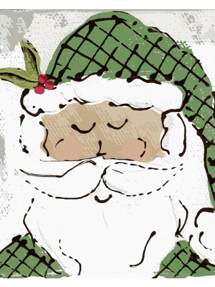 Diamantové maľovanie - SANTA SO ZELENOU ČIAPKOU (HALEY BUSH) (Rámovanie bez rámu a bez vypnutia plátna, Rozmer 40x50 cm)