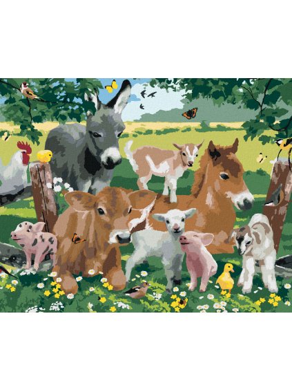 Diamantové maľovanie - ZVIERATÁ NA FARME (HOWARD ROBINSON) (Rámovanie bez rámu a bez vypnutia plátna, Rozmer 40x50 cm)