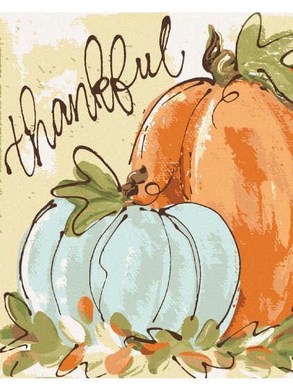 Diamantové maľovanie - MODRÁ A ORANŽOVÁ TEKVICA (HALEY BUSH) (Rámovanie bez rámu a bez vypnutia plátna, Rozmer 40x50 cm)