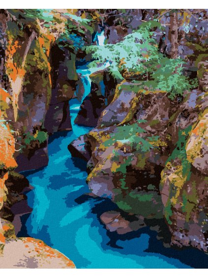 Diamantové maľovanie - RIEKA A SKALY (TED DAVIS) (Rámovanie bez rámu a bez vypnutia plátna, Rozmer 40x50 cm)