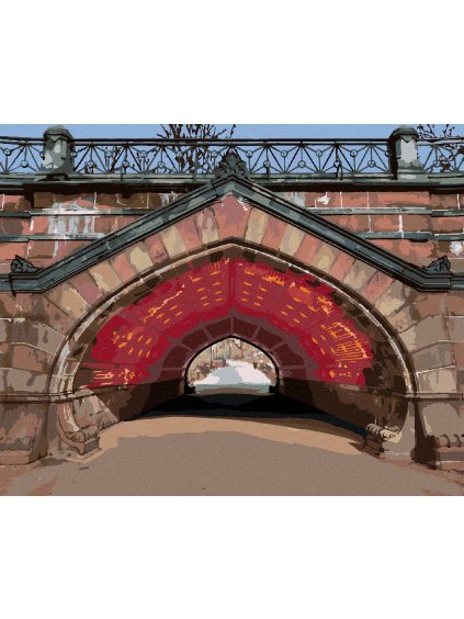 Diamantové maľovanie - ČERVENÝ OBLÚK A MOST (TED DAVIS) (Rámovanie bez rámu a bez vypnutia plátna, Rozmer 40x50 cm)