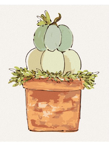 Diamantové maľovanie - TEKVICE V KVETINÁČI (HALEY BUSH) (Rámovanie bez rámu a bez vypnutia plátna, Rozmer 40x50 cm)