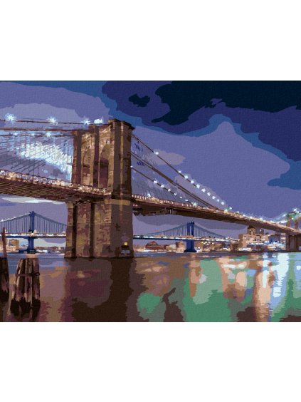 Diamantové maľovanie - BROOKLYNSKÝ MOST, USA (TED DAVIS) (Rámovanie bez rámu a bez vypnutia plátna, Rozmer 40x50 cm)