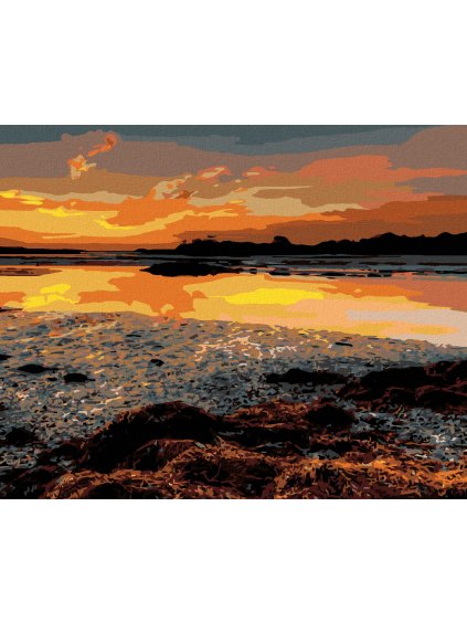 Diamantové maľovanie - SVITANIE NAD POBREŽÍM (TED DAVIS) (Rámovanie bez rámu a bez vypnutia plátna, Rozmer 40x50 cm)