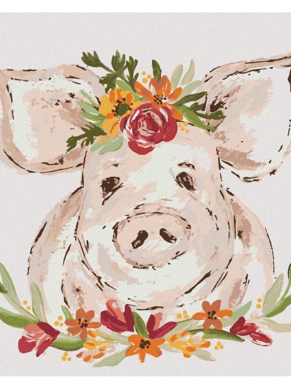 Diamantové maľovanie - PRASA S KVETMI 3 (HALEY BUSH) (Rámovanie bez rámu a bez vypnutia plátna, Rozmer 40x50 cm)