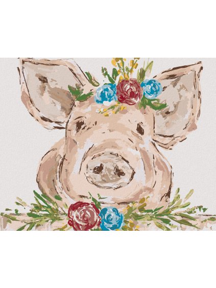 Diamantové maľovanie - PRASA S KVETMI 2 (HALEY BUSH) (Rámovanie bez rámu a bez vypnutia plátna, Rozmer 40x50 cm)