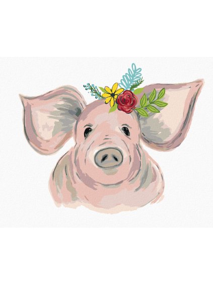 Diamantové maľovanie - PRASA S KVETMI (HALEY BUSH) (Rámovanie bez rámu a bez vypnutia plátna, Rozmer 40x50 cm)