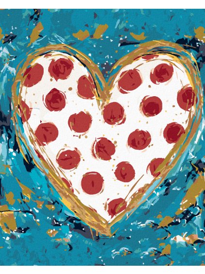 Diamantové maľovanie - SRDCE S ČERVENÝMI BODKAMI (HALEY BUSH) (Rámovanie bez rámu a bez vypnutia plátna, Rozmer 40x50 cm)
