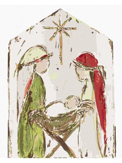 Diamantové maľovanie - BETLEHÉM MÁRIA, JOZEF A JEŽIŠKO II (HALEY BUSH) (Rámovanie bez rámu a bez vypnutia plátna, Rozmer 40x50 cm)