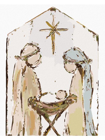 Diamantové maľovanie - BETLEHÉM MÁRIA, JOZEF A JEŽIŠKO (HALEY BUSH) (Rámovanie bez rámu a bez vypnutia plátna, Rozmer 40x50 cm)