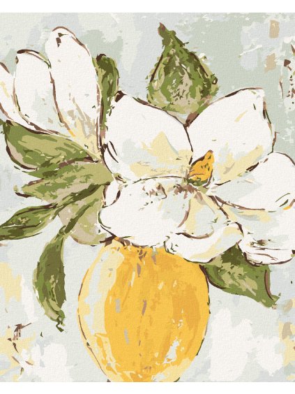 Diamantové maľovanie - MAGNÓLIA V ŽLTEJ VÁZE II (HALEY BUSH) (Rámovanie bez rámu a bez vypnutia plátna, Rozmer 40x50 cm)