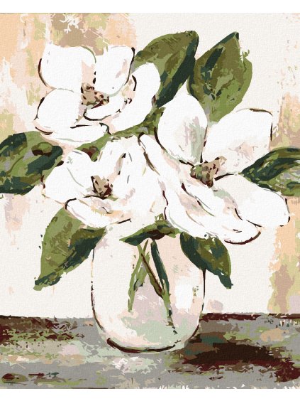 Diamantové maľovanie - BIELE MAGNÓLIE (HALEY BUSH) (Rámovanie bez rámu a bez vypnutia plátna, Rozmer 40x50 cm)