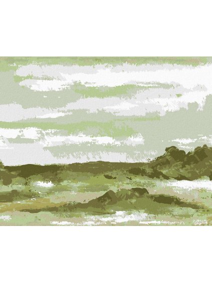 Diamantové maľovanie - ZELENÁ KRAJINA (HALEY BUSH) (Rámovanie bez rámu a bez vypnutia plátna, Rozmer 40x50 cm)