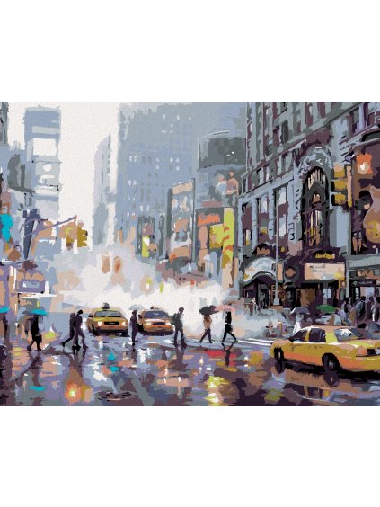 Diamantové maľovanie - RUŠNÁ ULICA V NEW YORKU (RICHARD MACNEIL) (Rámovanie bez rámu a bez vypnutia plátna, Rozmer 40x50 cm)