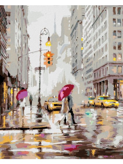 Diamantové maľovanie - PÁR NA PRECHODE V NEW YORKU (RICHARD MACNEIL) (Rámovanie bez rámu a bez vypnutia plátna, Rozmer 40x50 cm)