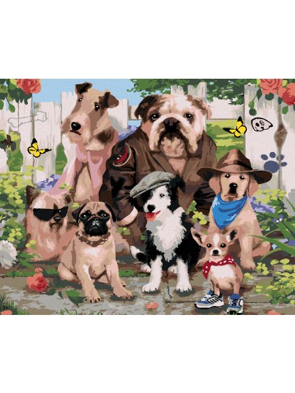 Diamantové maľovanie - PSI V PEKNOM OBLEČENÍ (HOWARD ROBINSON) (Rámovanie bez rámu a bez vypnutia plátna, Rozmer 40x50 cm)