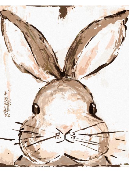 Diamantové maľovanie - KRÁLIK BIELE POZADIE (HALEY BUSH) (Rámovanie bez rámu a bez vypnutia plátna, Rozmer 40x50 cm)