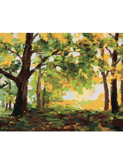 Diamantové maľovanie - JESENNÝ LES KRAJINA (Rámovanie bez rámu a bez vypnutia plátna, Rozmer 40x50 cm)