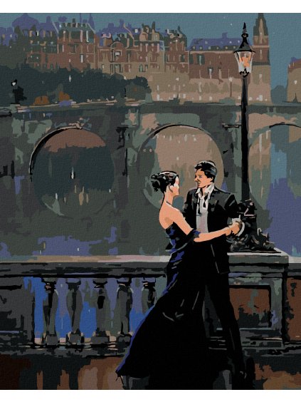 Diamantové maľovanie - TANEC POD LAMPOU (Rámovanie bez rámu a bez vypnutia plátna, Rozmer 40x50 cm)