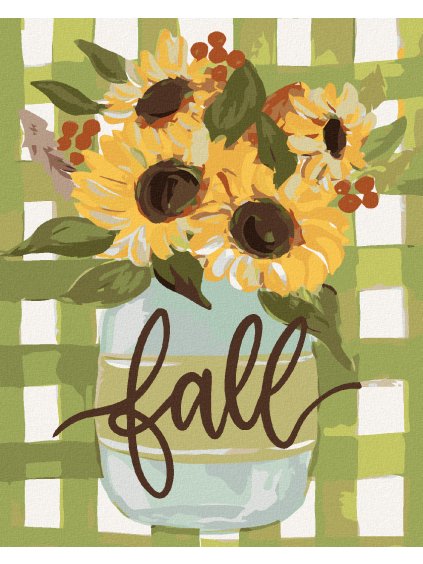 Diamantové maľovanie - JESENNÁ SLNEČNICA GINGHAM (HALEY BUSH) (Rámovanie bez rámu a bez vypnutia plátna, Rozmer 40x50 cm)