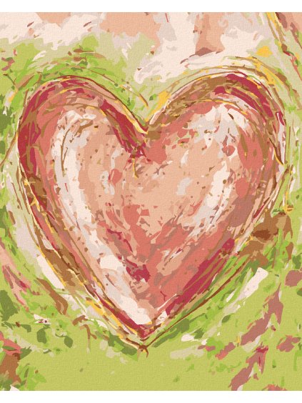 Diamantové maľovanie - ČERVENÉ SRDCE NA ZELENOM POZADIÍ III (HALEY BUSH) (Rámovanie bez rámu a bez vypnutia plátna, Rozmer 40x50 cm)