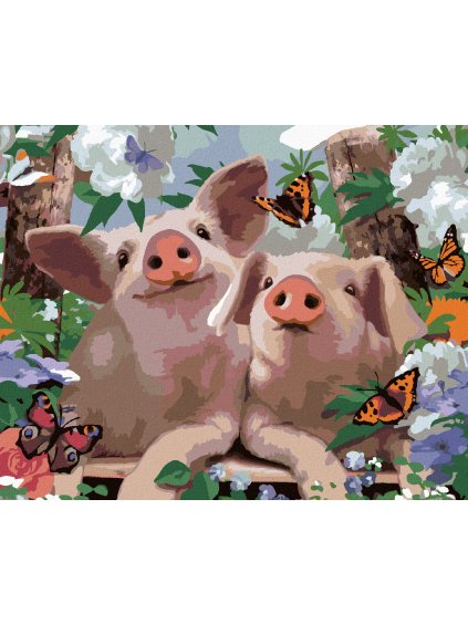 Diamantové maľovanie - VESELÉ PRASIATKA (HOWARD ROBINSON) (Rámovanie bez rámu a bez vypnutia plátna, Rozmer 40x50 cm)