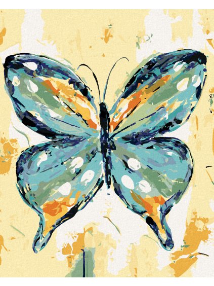 Diamantové maľovanie - MODROORANŽOVÝ MOTÝĽ (HALEY BUSH) (Rámovanie bez rámu a bez vypnutia plátna, Rozmer 40x50 cm)