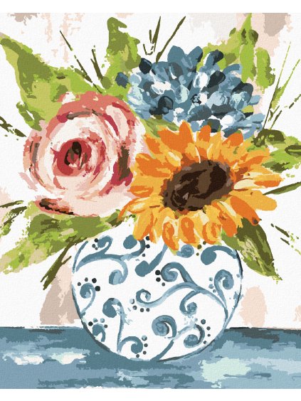 Diamantové maľovanie - ZÁTIŠIE KVETY VO VÁZE (HALEY BUSH) (Rámovanie bez rámu a bez vypnutia plátna, Rozmer 40x50 cm)