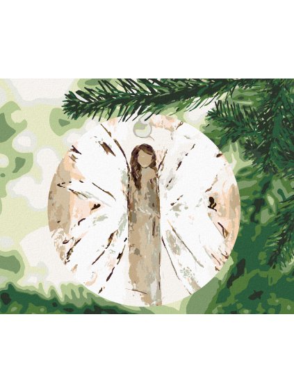 Diamantové maľovanie - ANJEL NA STROMČEKU 2 (HALEY BUSH) (Rámovanie bez rámu a bez vypnutia plátna, Rozmer 40x50 cm)