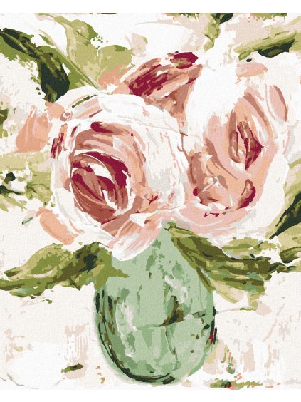 Diamantové maľovanie - ZÁTIŠIE RUŽA VO VÁZE (HALEY BUSH) (Rámovanie bez rámu a bez vypnutia plátna, Rozmer 40x50 cm)