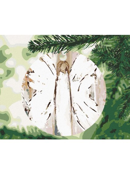 Diamantové maľovanie - ANJEL NA STROMČEKU (HALEY BUSH) (Rámovanie bez rámu a bez vypnutia plátna, Rozmer 40x50 cm)