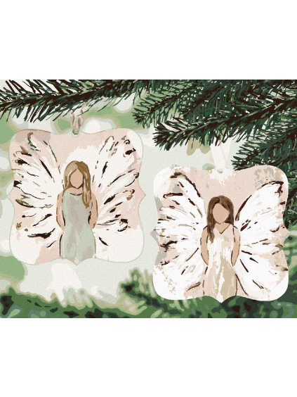 Diamantové maľovanie - ANJELI NA STROMČEKU (HALEY BUSH) (Rámovanie bez rámu a bez vypnutia plátna, Rozmer 40x50 cm)