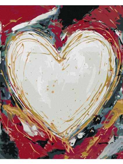 Diamantové maľovanie - BIELE SRDCE NA FAREBNOM POZADÍ II (HALEY BUSH) (Rámovanie bez rámu a bez vypnutia plátna, Rozmer 40x50 cm)