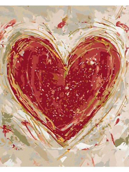 Diamantové maľovanie - ČERVENÉ SRDCE NA BÉŽOVOM POZADÍ (HALEY BUSH) (Rámovanie bez rámu a bez vypnutia plátna, Rozmer 40x50 cm)