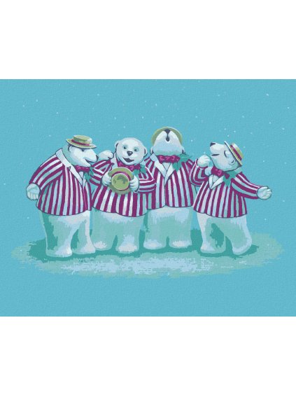 Diamantové maľovanie - MEDVEDIE KVARTETO (SUE ELLEN BROWN) (Rámovanie bez rámu a bez vypnutia plátna, Rozmer 40x50 cm)