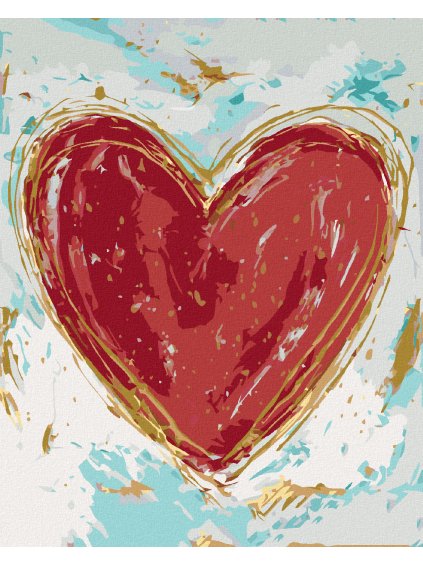 Diamantové maľovanie - ČERVENÉ SRDCE NA FAREBNOM POZADÍ (HALEY BUSH) (Rámovanie bez rámu a bez vypnutia plátna, Rozmer 40x50 cm)