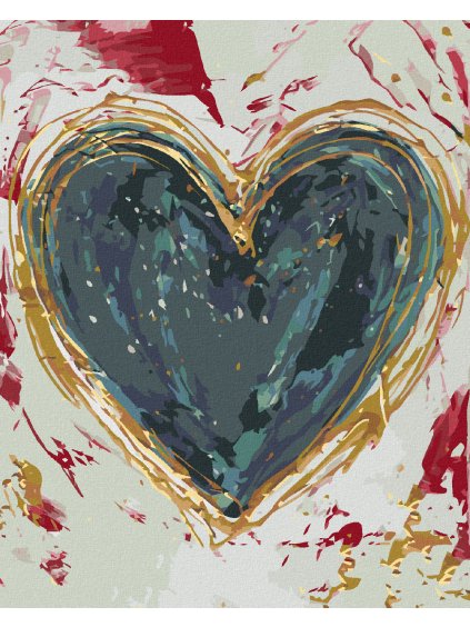 Diamantové maľovanie - ZELENÉ SRDCE NA FAREBNOM POZADÍ (HALEY BUSH) (Rámovanie bez rámu a bez vypnutia plátna, Rozmer 40x50 cm)