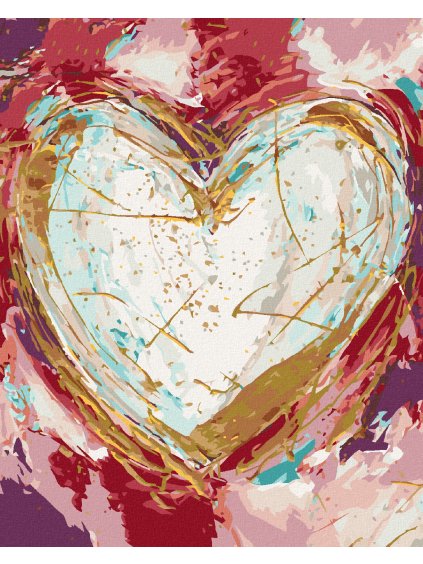 Diamantové maľovanie - BIELE SRDCE NA FAREBNOM POZADÍ (HALEY BUSH) (Rámovanie bez rámu a bez vypnutia plátna, Rozmer 40x50 cm)
